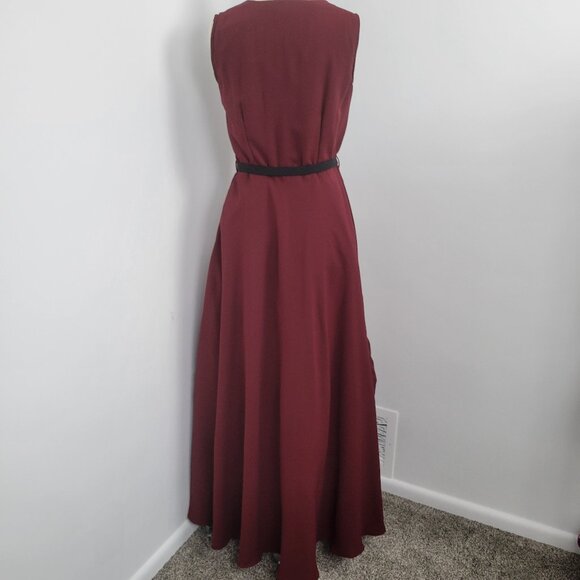 Neeru Kumar Burgundy Floral Appliqué Sleeveless Maxi Dress - Picture 7 of 12